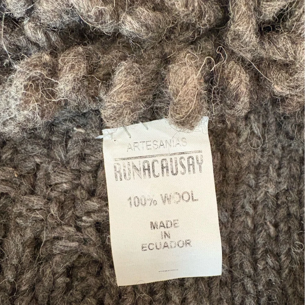 Cardigan Fisherman Full Zip Sweater 100% Wool Made in Ecuador Grayish Green - Picture 6 of 9